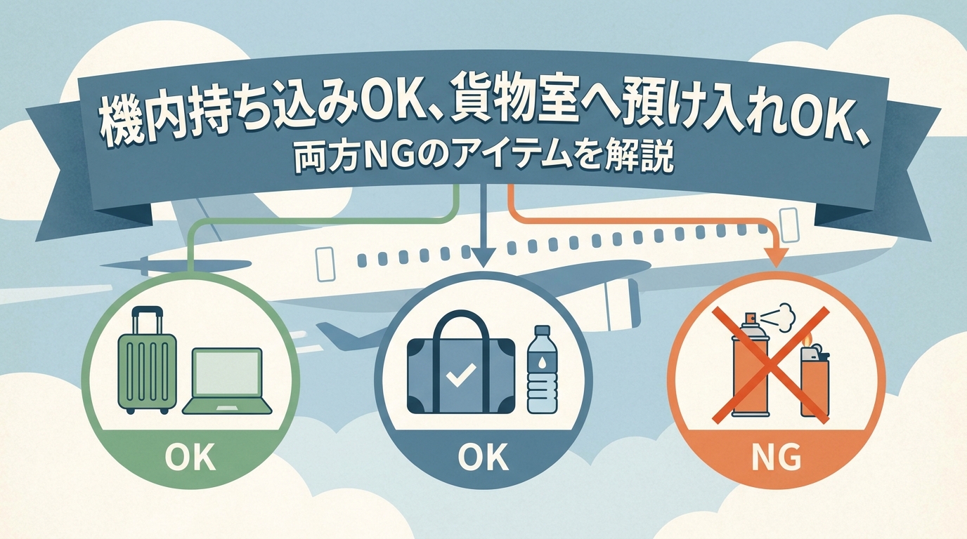 機内持ち込みOK、貨物室へ預け入れOK、両方NGのアイテムを解説