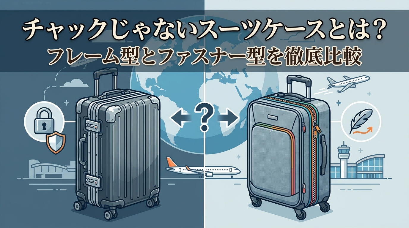 チャックじゃないスーツケースとは?フレーム型とファスナー型を徹底比較
